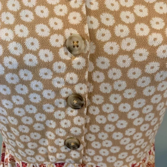 Xhileration Women’s Small Boho Maxi Sundress Dress Red and Tan Adjustable Straps - Picture 10 of 11